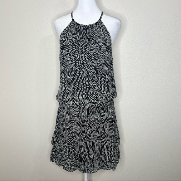 Ramy Brook BITSY 100% Silk Black & White Polka Dot Sleeveless Drop Waist Dress - Picture 6 of 16